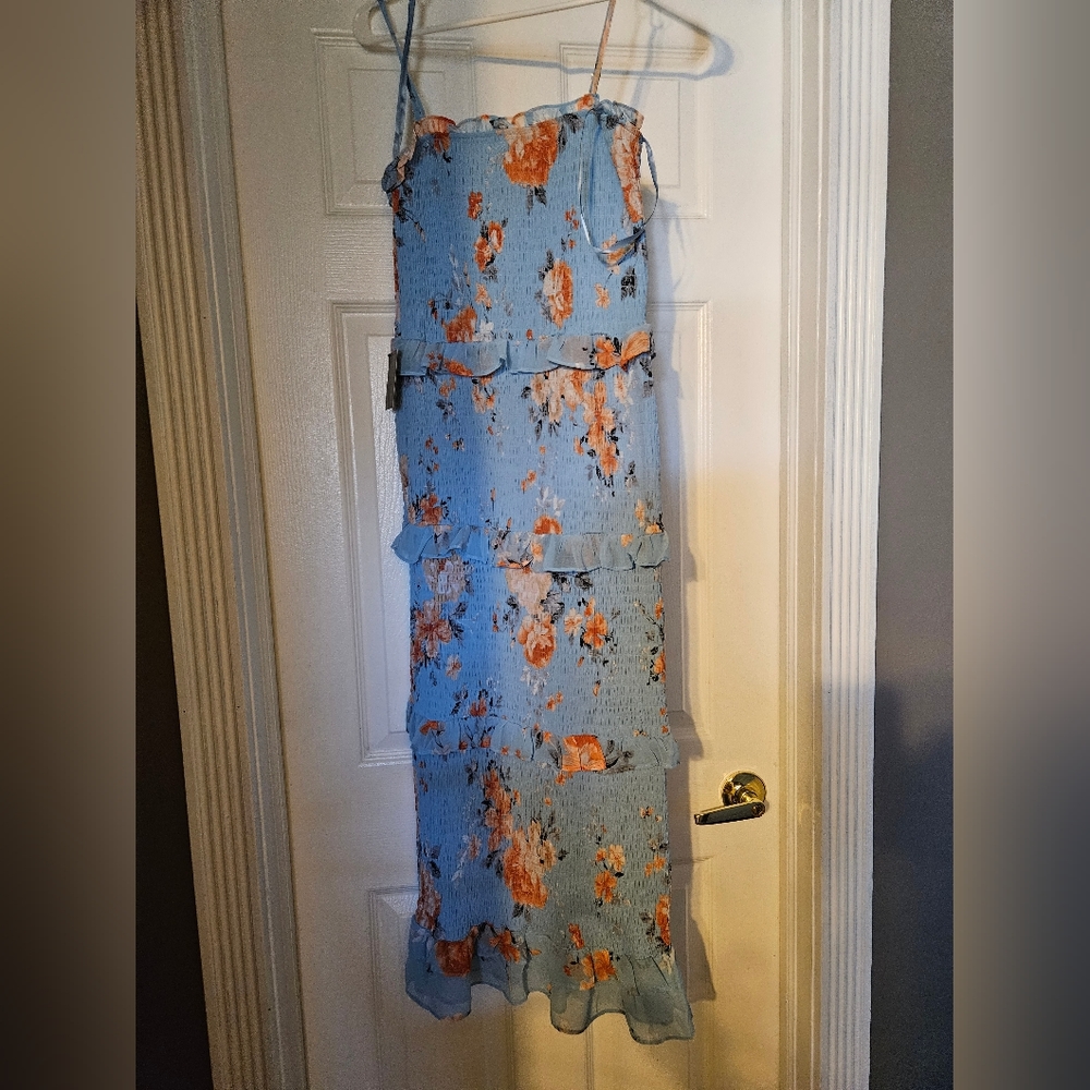 Blue floral dress Bebe size m